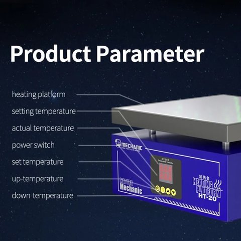 Платформа для предварительного подогрева Mechanic HT-20, для ремонта материнских плат, 20*20cm, 50-350°С, 600W Превью 3