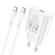 Мережевий зарядний пристрій Hoco N22, 25 Вт, Power Delivery (PD), білий, з кабелем USB тип-C до USB тип-C, 1 порт, #6931474760081 Прев'ю 1