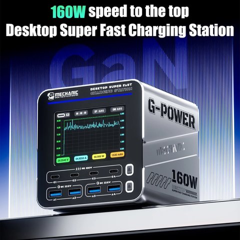 Adaptador de red Mechanic G-Power, 160 W, Quick Charge, Power Delivery (PD), 8 puertos Vista previa  1