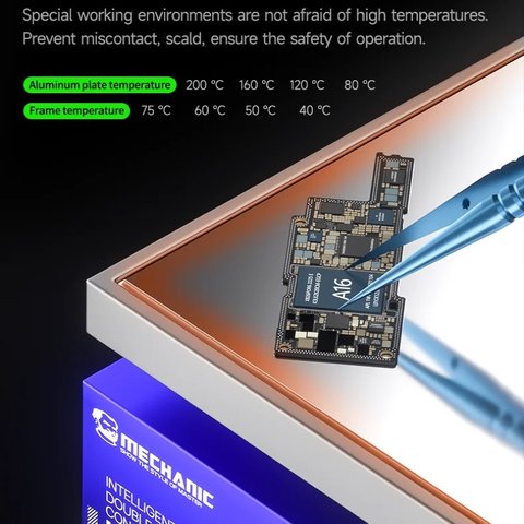 Plataforma de precalentamiento Mechanic HT-30, para reparar placas base, 30*30cm, 0-300°С, 800W Vista previa  4