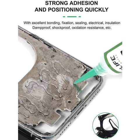 Клей RELIFE RL-035A, поліуретановий, чорний, для приклеювання задніх кришок, для дисплейних рамок, 10 мл Прев'ю 3