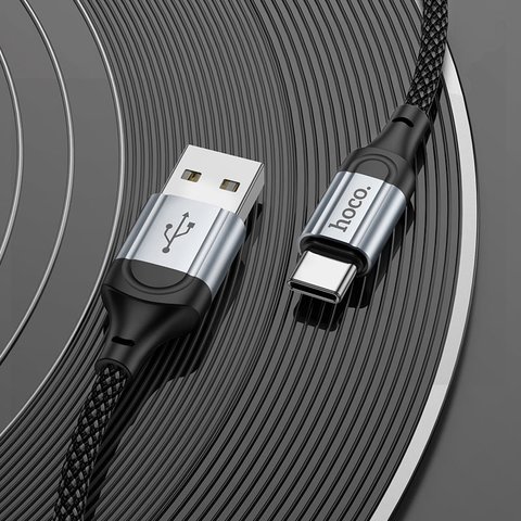 USB кабель Hoco X102, USB тип-C, USB тип-A, 100 см, 3 A, чорний, в нейлоновому обплетенні, #6942007608770 Прев'ю 3