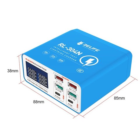 Сетевое зарядное устройство RELIFE RL-304N, 87 Вт, Quick Charge, Power Delivery (PD), 6 портов Превью 7